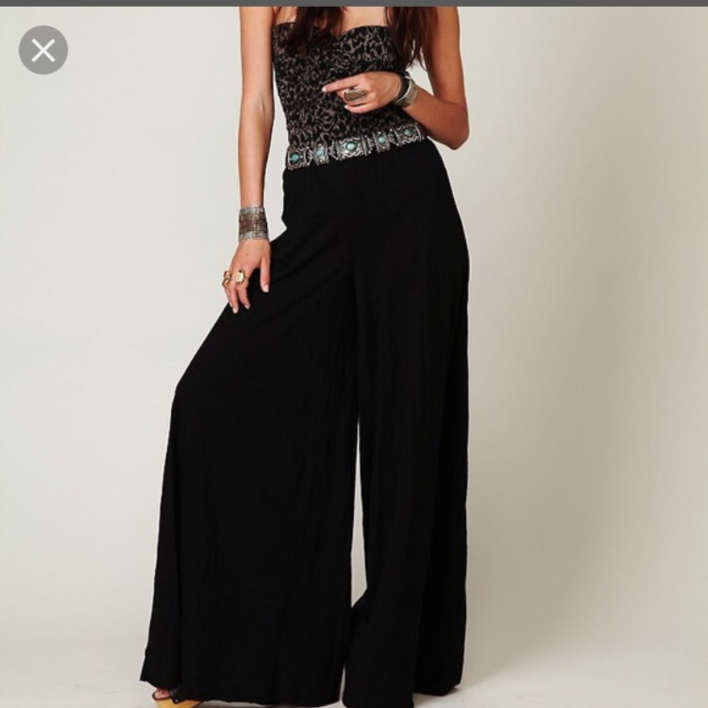 Free People Beach Black Wide Leg Pants